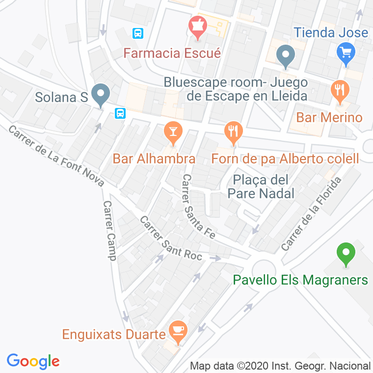 Código Postal calle Coma De Santa Fe en Lleida