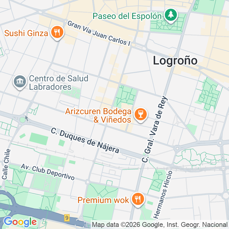 Código postal de Gran Via Rey Juan Carlos I, Avenida (impares del 17 al 43)  (pares del 14 al 38) en Logroño