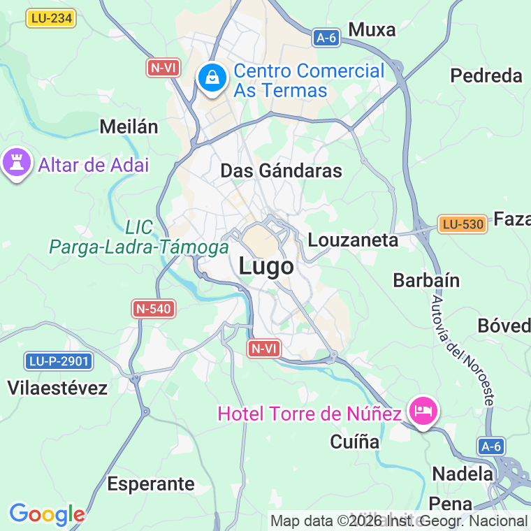 Código postal de Muralla, Da, Ronda (impares del 23 al 53)  (pares del 22 al 52) en Lugo