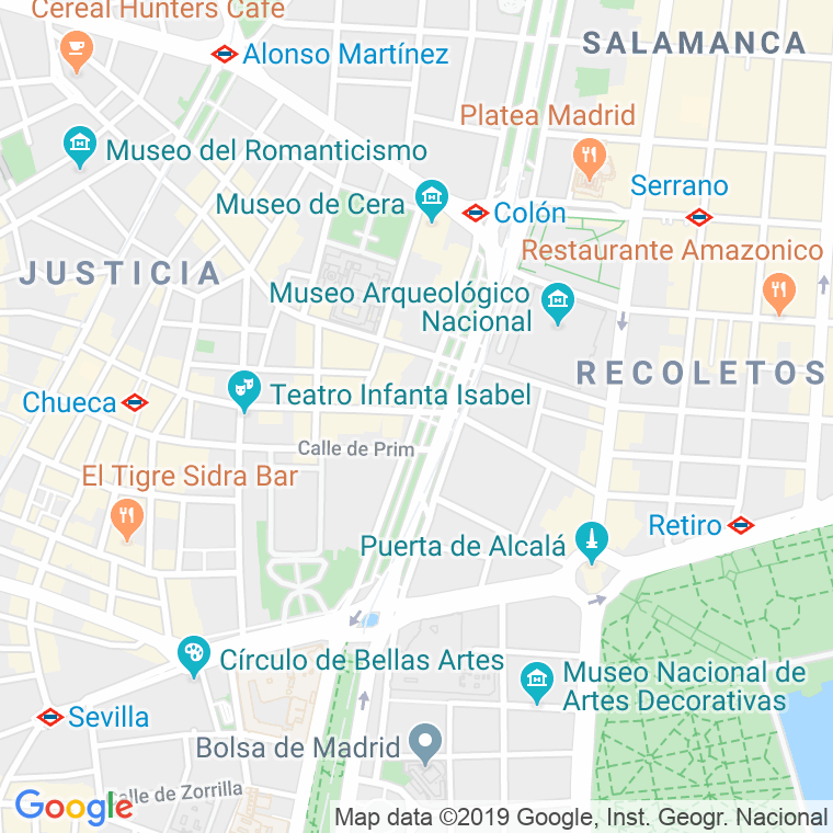 Código Postal calle Recoletos   (Impares Del 1 Al Final)  (Pares Del 2 Al Final) en Madrid