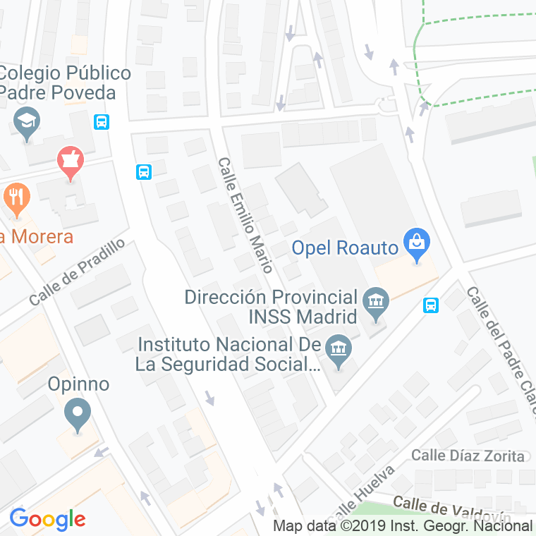 Código Postal calle Emilio Mario en Madrid