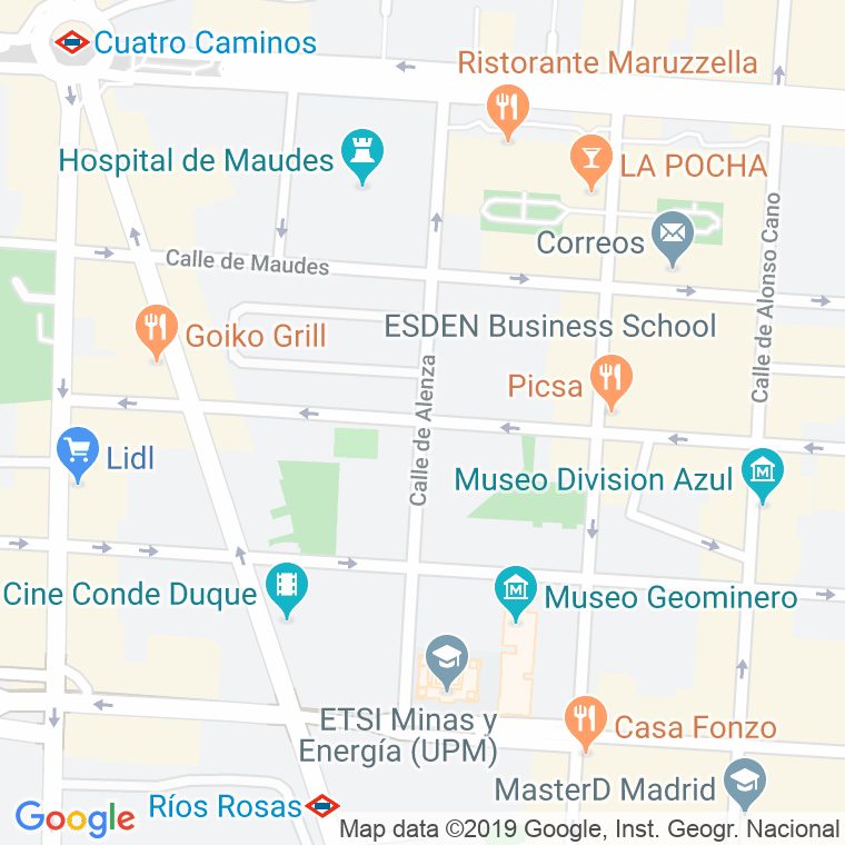 Código Postal calle Alenza en Madrid