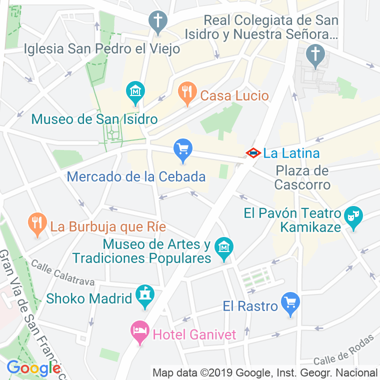 Código Postal calle Cebada, plaza en Madrid