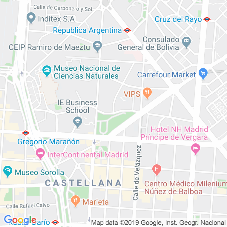 Código Postal calle Pedro De Valdivia en Madrid