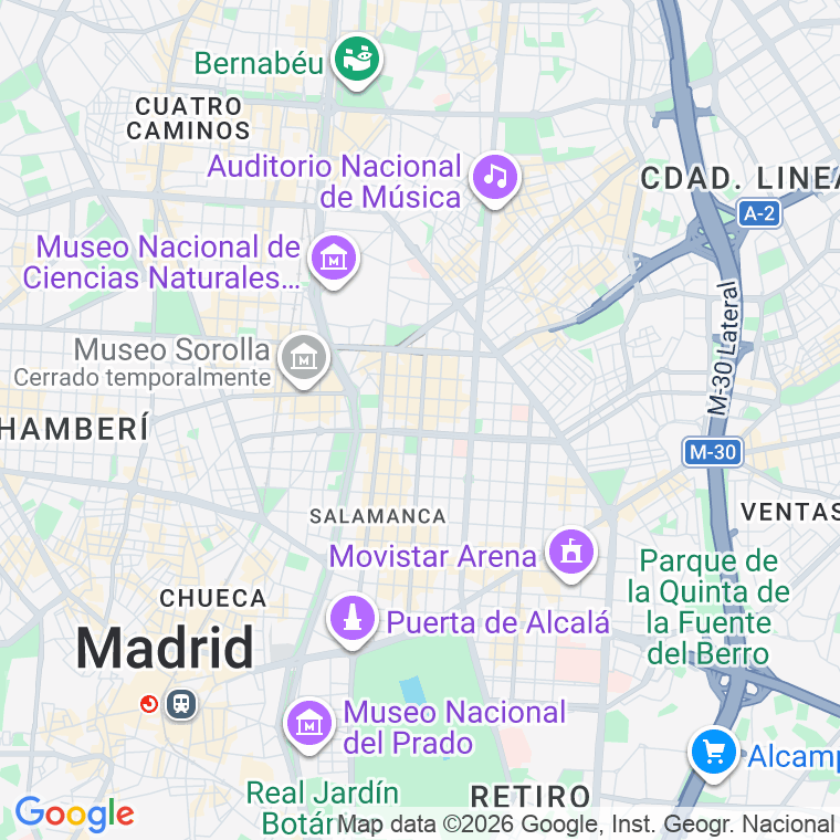 Código postal de Velazquez   (impares del 67 al 143)  (pares del 84 al 144) en Madrid