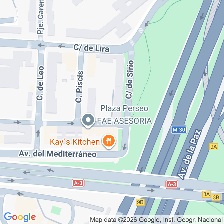 Código postal de Perseo, Plaza en Madrid