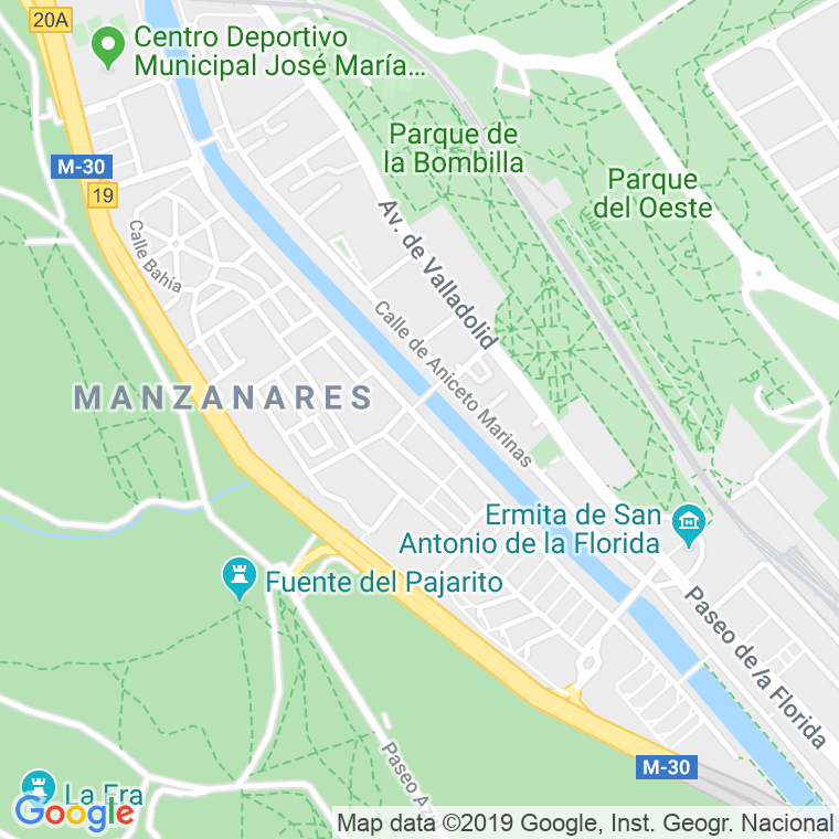 Código Postal calle Manzanares, Ribera en Madrid