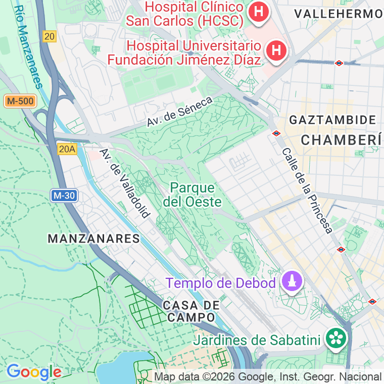 Código postal de Parque Oeste en Madrid