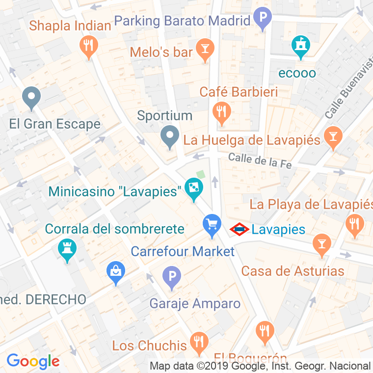 Código Postal calle Lavapies, plaza en Madrid