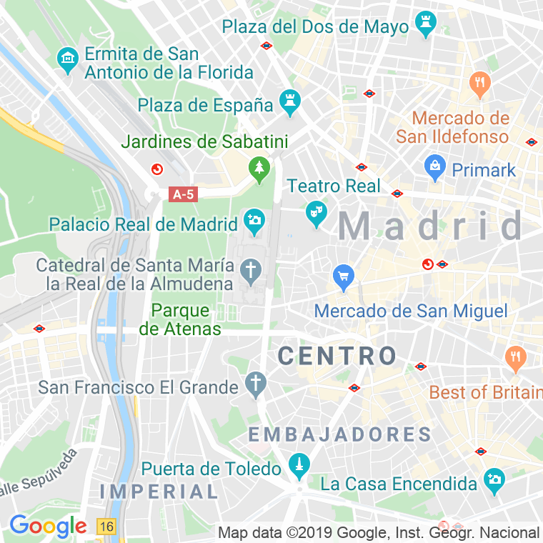 Código Postal calle Bailen   (Impares Del 1 Al 21)  (Pares Del 2 Al 12) en Madrid