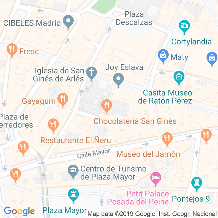 Código Postal calle San Gines, pasadizo en Madrid