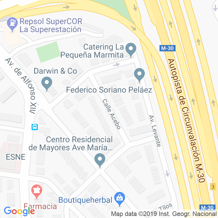 Código Postal calle Acebo en Madrid