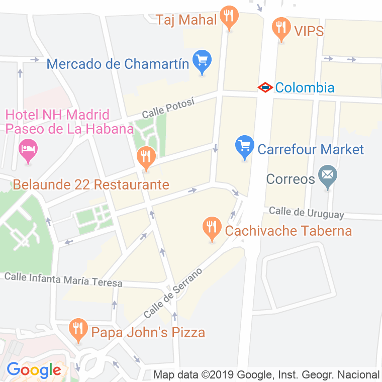 Código Postal calle Oruro en Madrid