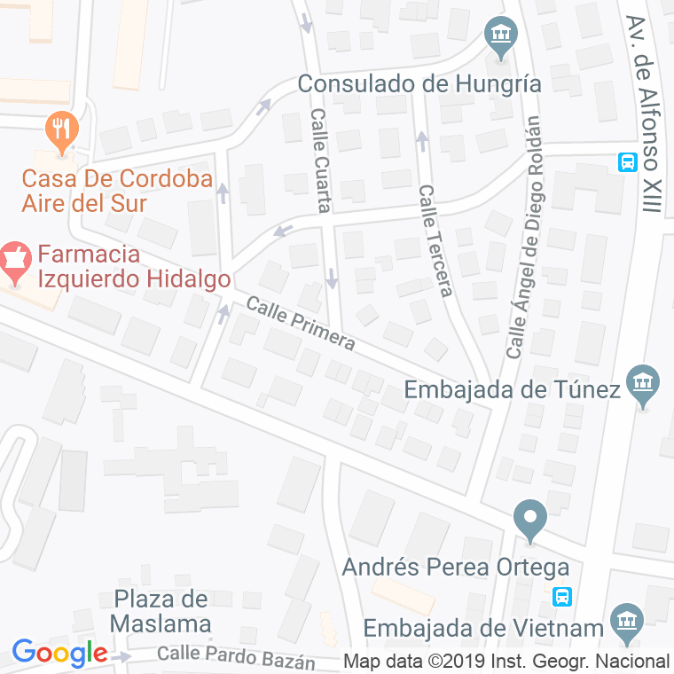 Código Postal calle Primera (Ciudad Jardin) en Madrid