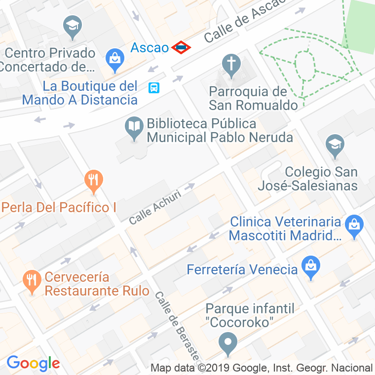 Código Postal calle Achuri en Madrid