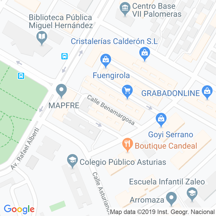 Código Postal calle Benamargosa en Madrid