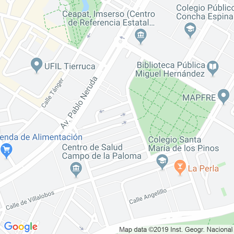 Código Postal calle Campo De La Paloma en Madrid