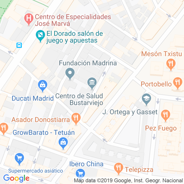 Código Postal calle Bustarviejo en Madrid