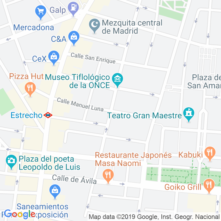 Código Postal calle Manuel Luna en Madrid