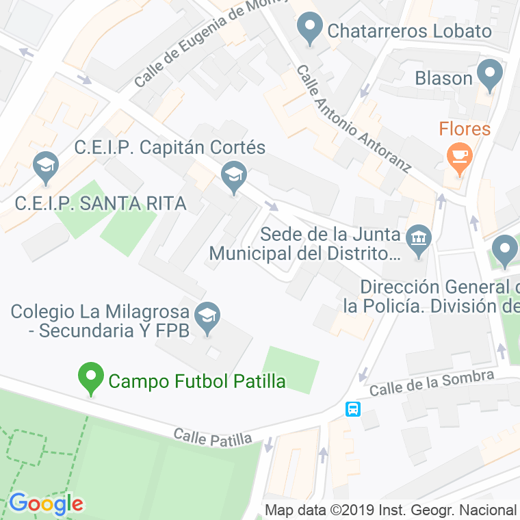 Código Postal calle Curruca, callejon en Madrid