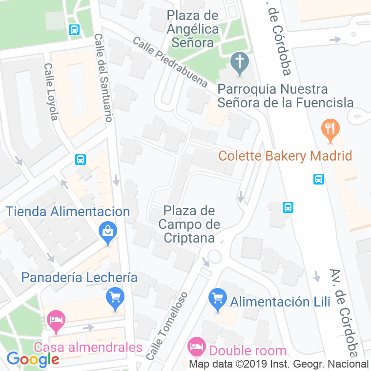 Código Postal calle Campo De Criptana, plaza en Madrid