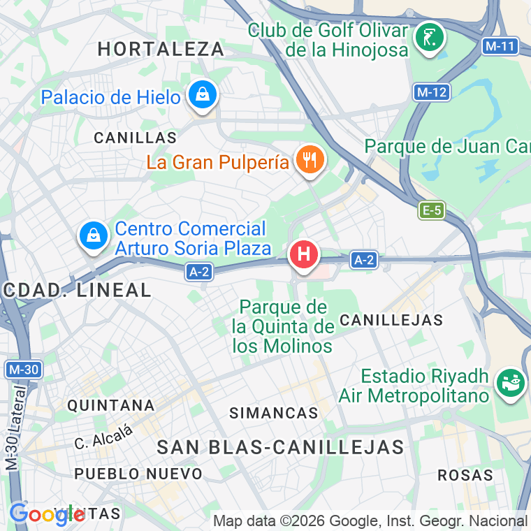 Código postal de Josefa Valcarcel   (impares del 1 al Final)  (pares del 2 al 136) en Madrid