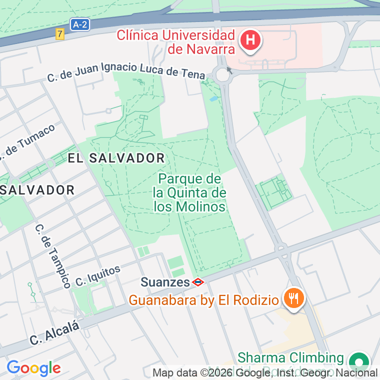 Código postal de Parque de la Quinta de los Molinos en Madrid