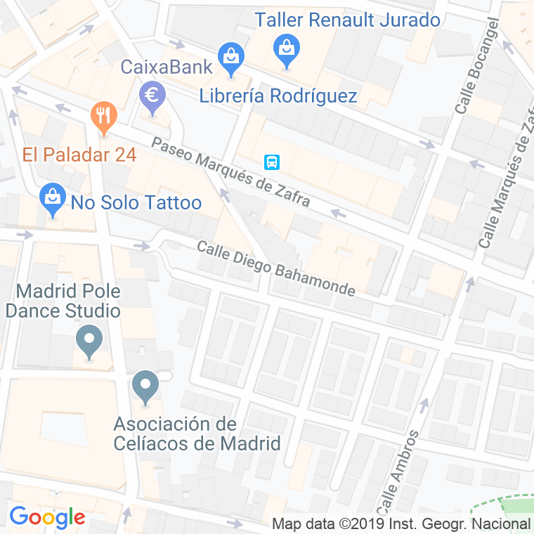 Código Postal calle Diego Bahamonde en Madrid