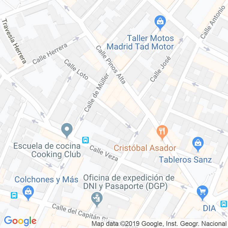 Código Postal calle Ceferino Rodriguez en Madrid