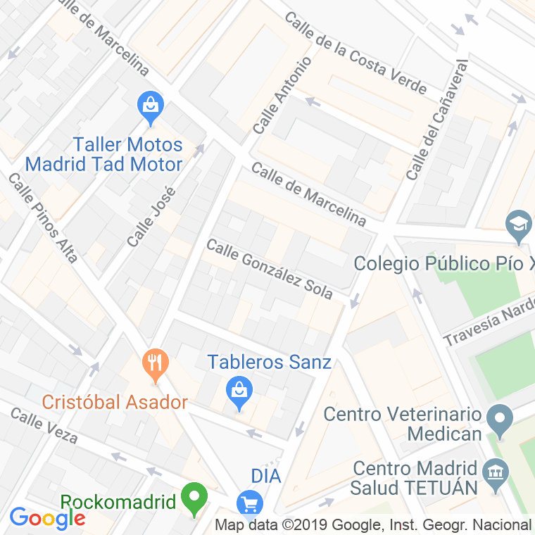 Código Postal calle Gonzalez Sola en Madrid