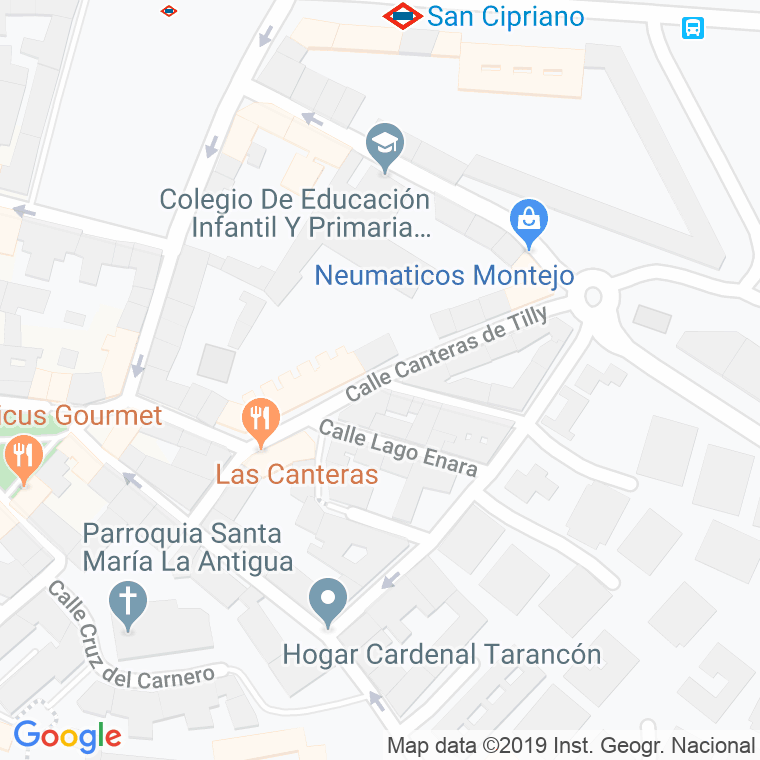 Código Postal calle Canteras De Tilli en Madrid