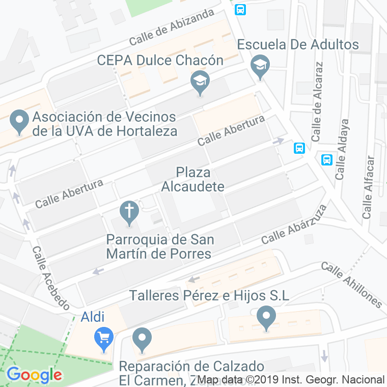 Código Postal calle Alcaudete, plaza en Madrid