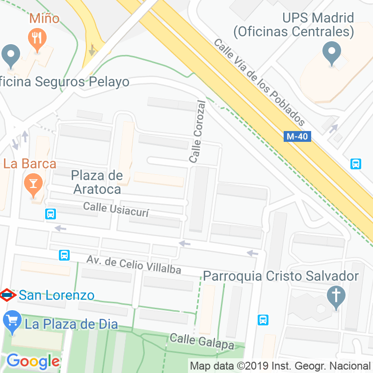 Código Postal calle Corozal en Madrid