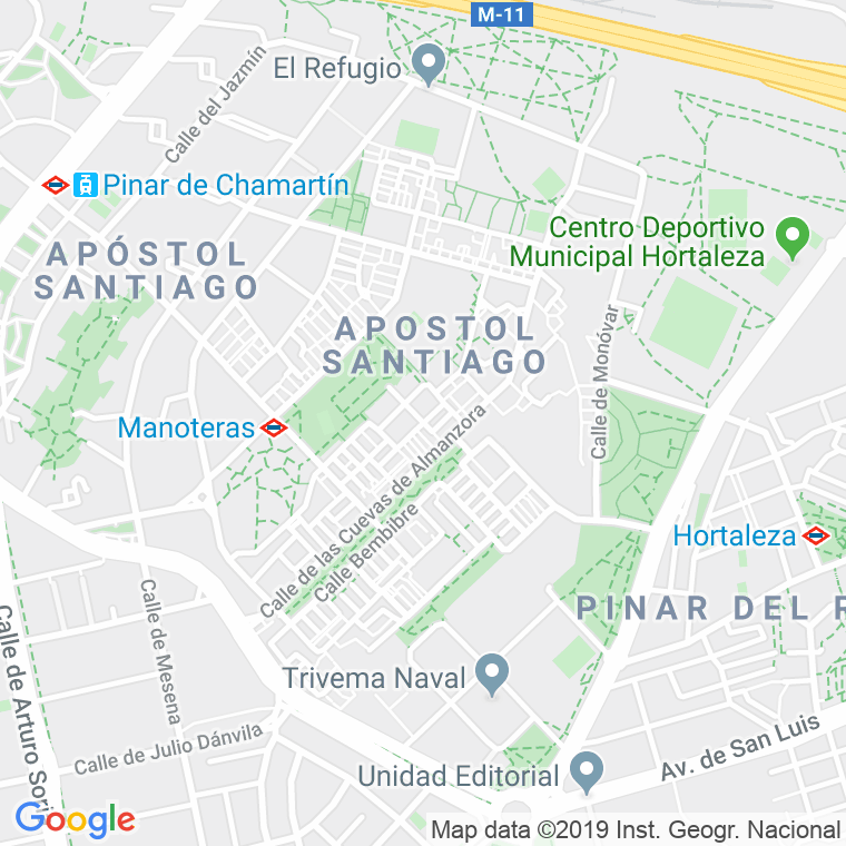 Código Postal calle Cuevas De Almanzora en Madrid