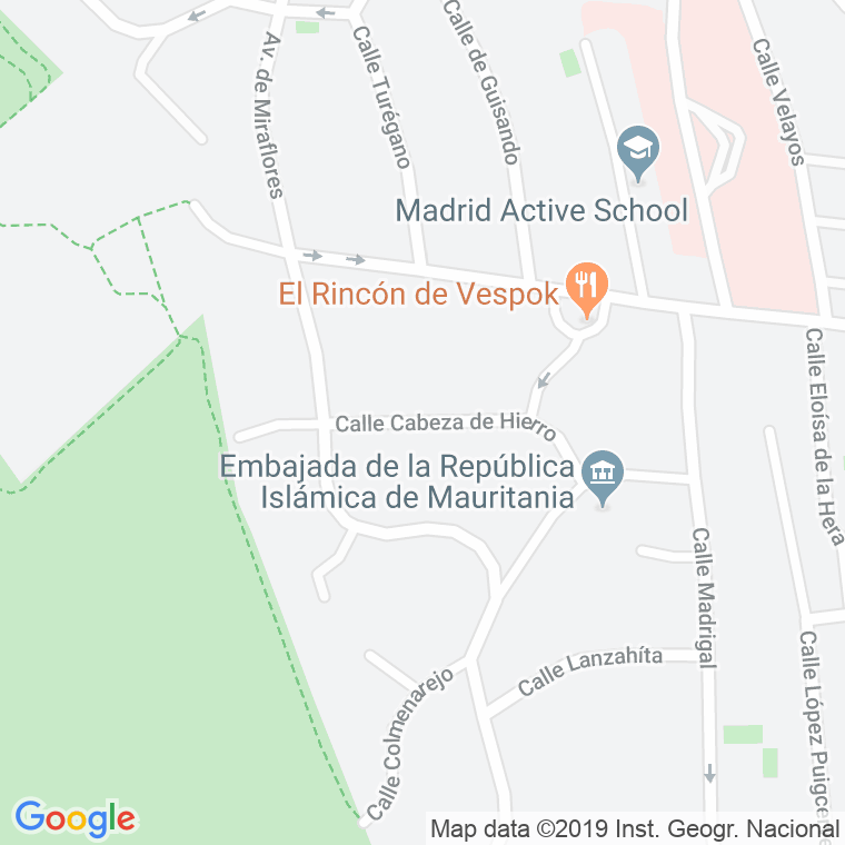 Código Postal calle Cabeza De Hierro en Madrid