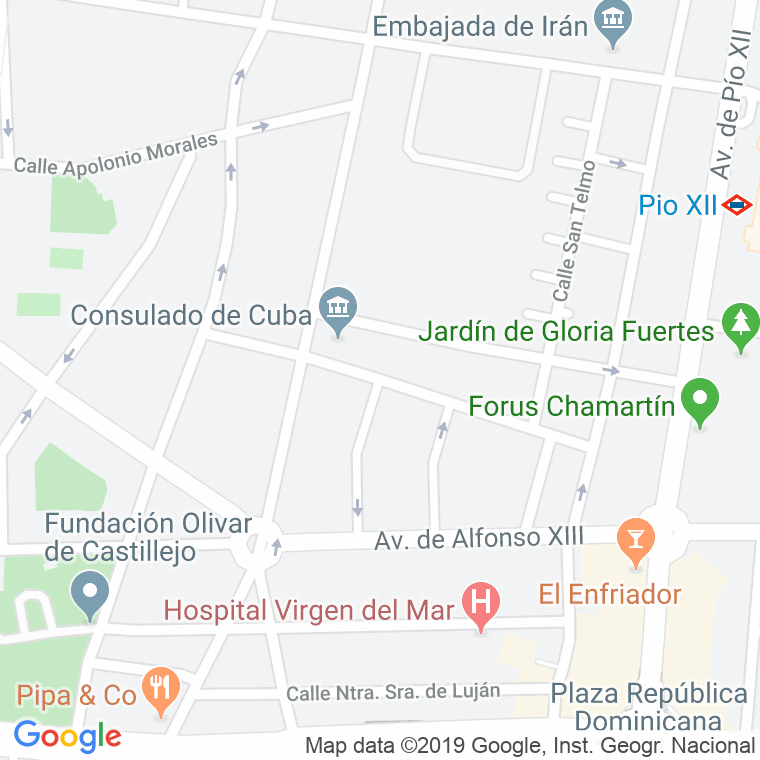 Código Postal calle Jose Rodriguez Pinilla   (Impares Del 1 Al 11)  (Pares Del 2 Al 8) en Madrid