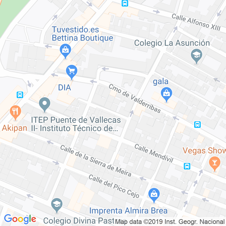 Código Postal calle Eugenio Zubia en Madrid