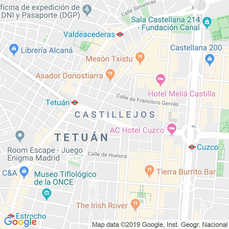 Código Postal calle Castillejos en Madrid