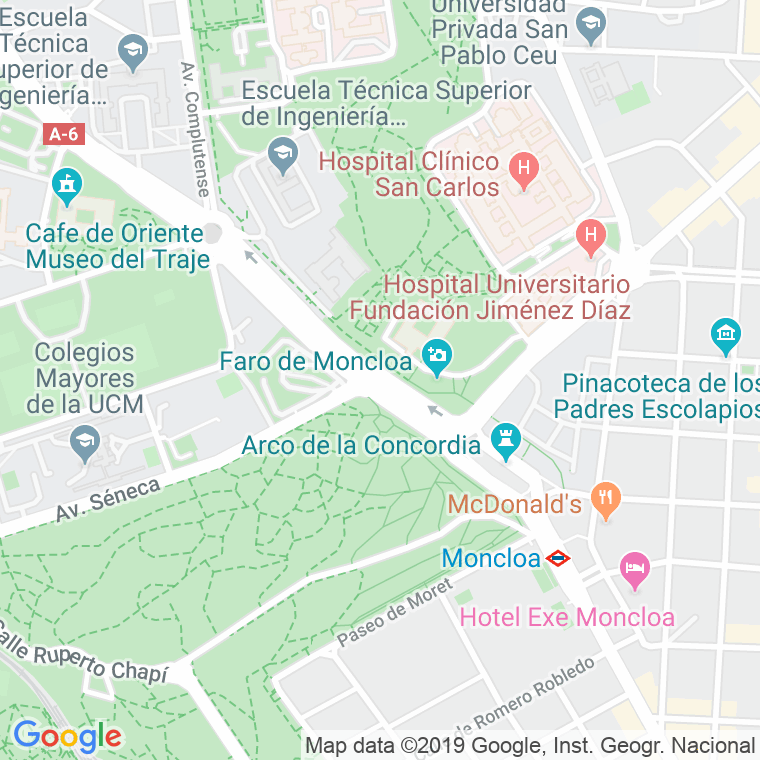 Código Postal calle Arco De La Victoria, plaza en Madrid