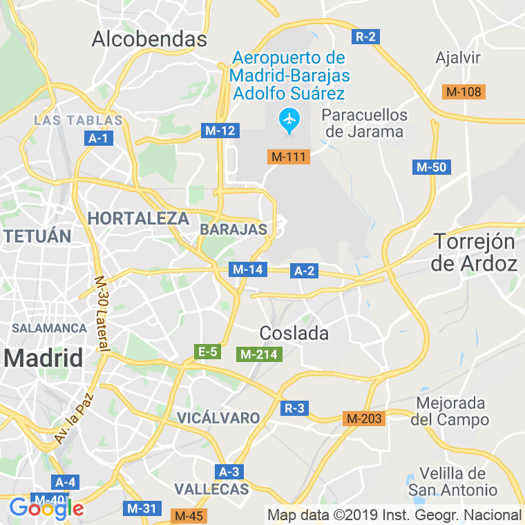 Código Postal calle Barrio Del Aeropuerto en Madrid