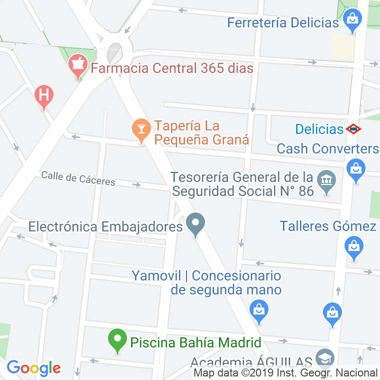 Código Postal calle Caceres en Madrid