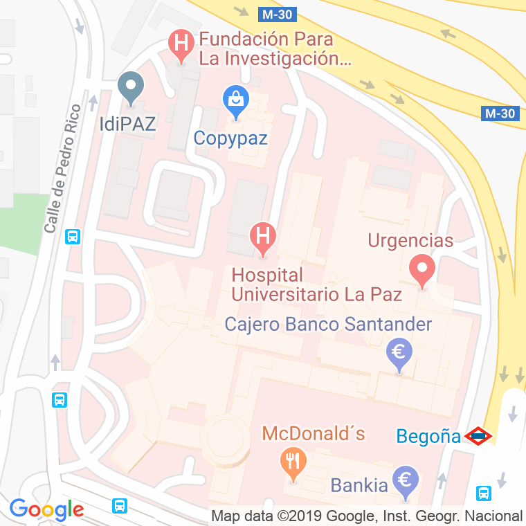 Código Postal calle Ciudad Sanitaria La Paz en Madrid