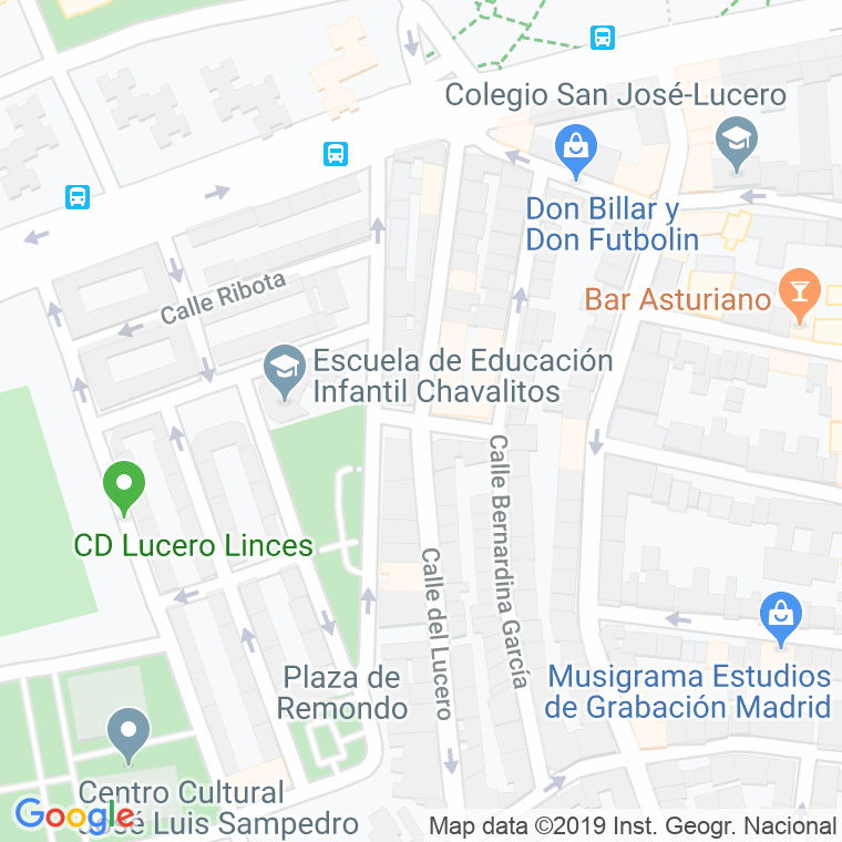 Código Postal calle Lucero, pasaje en Madrid