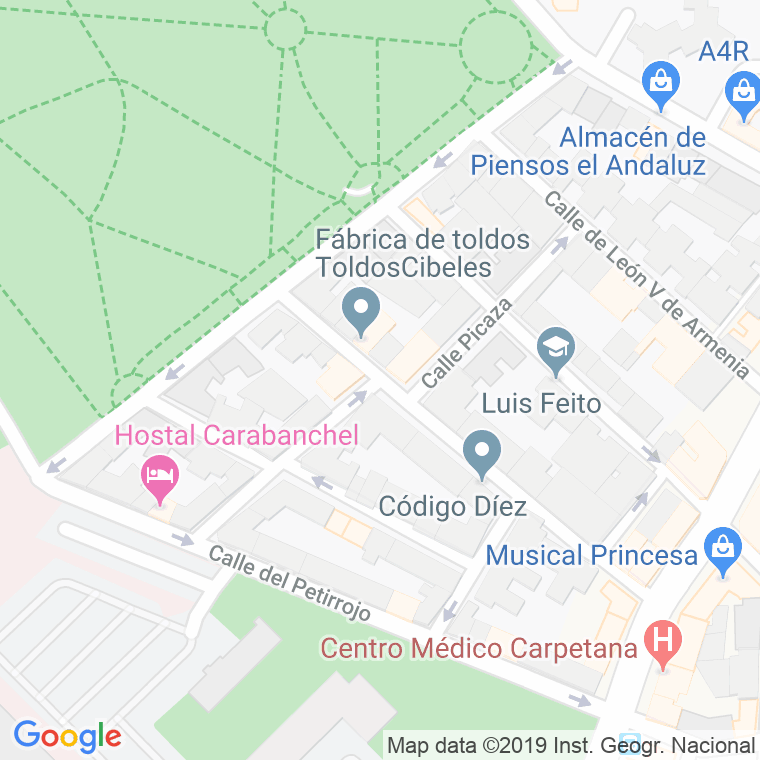 Código Postal calle Picaza en Madrid