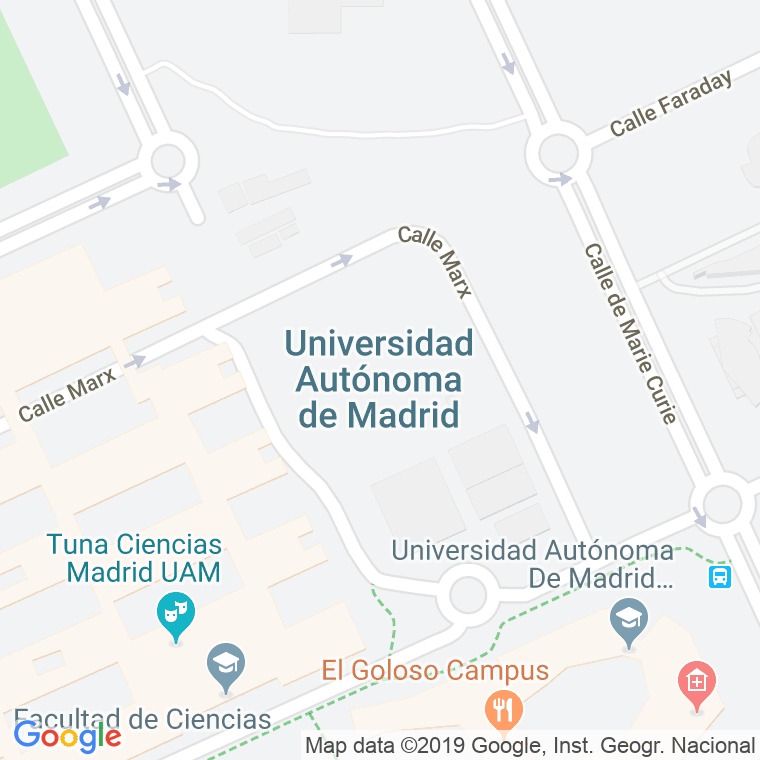 Código Postal calle Universidad Autonoma Cantoblanco en Madrid