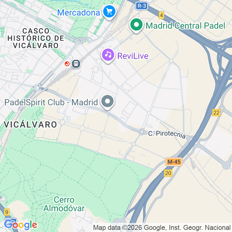 Código postal de Calle Pirotecnia en Madrid