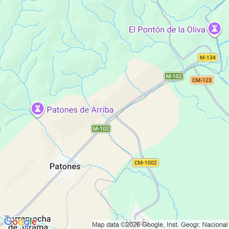 Código postal de Ctra M-102 a M-133 (de) en Patones de Abajo