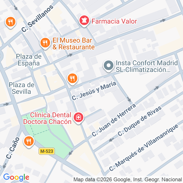 Código postal de Calle Jesus y Maria en Sevilla la Nueva