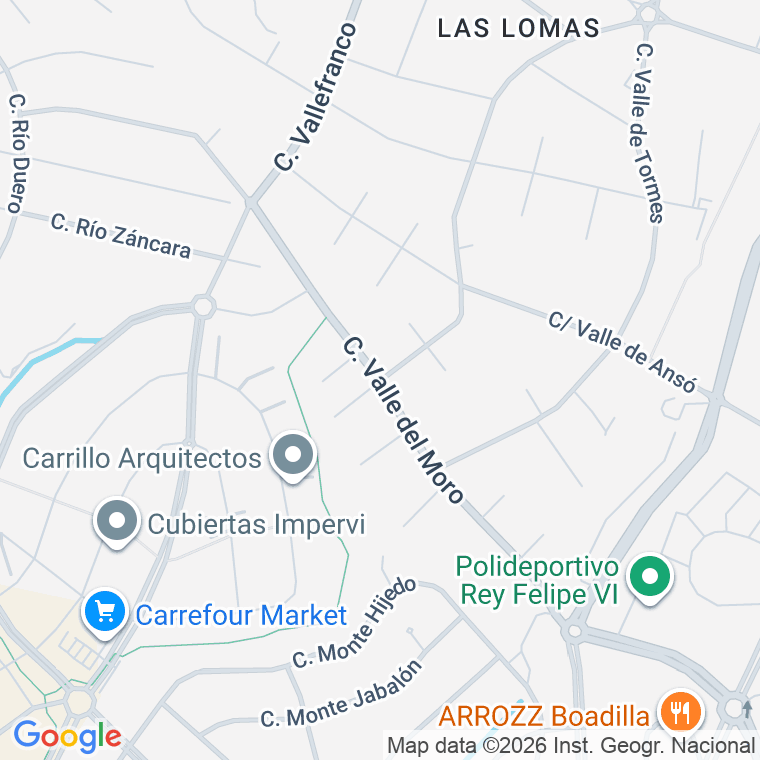 Código postal de Calle Valle del Moro en Urbanizaciones Noroeste