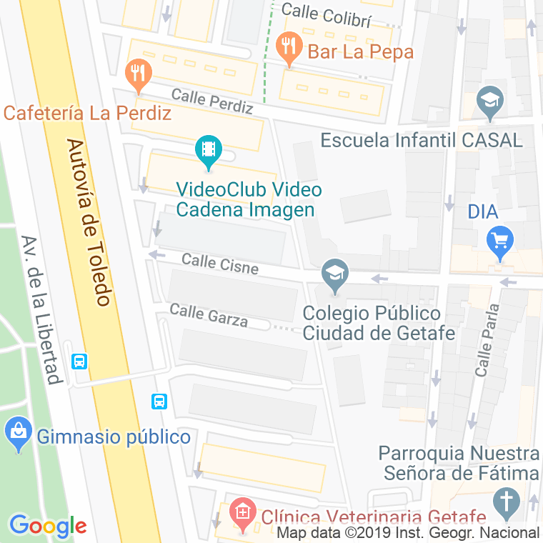 Código Postal calle Cisnes en Getafe